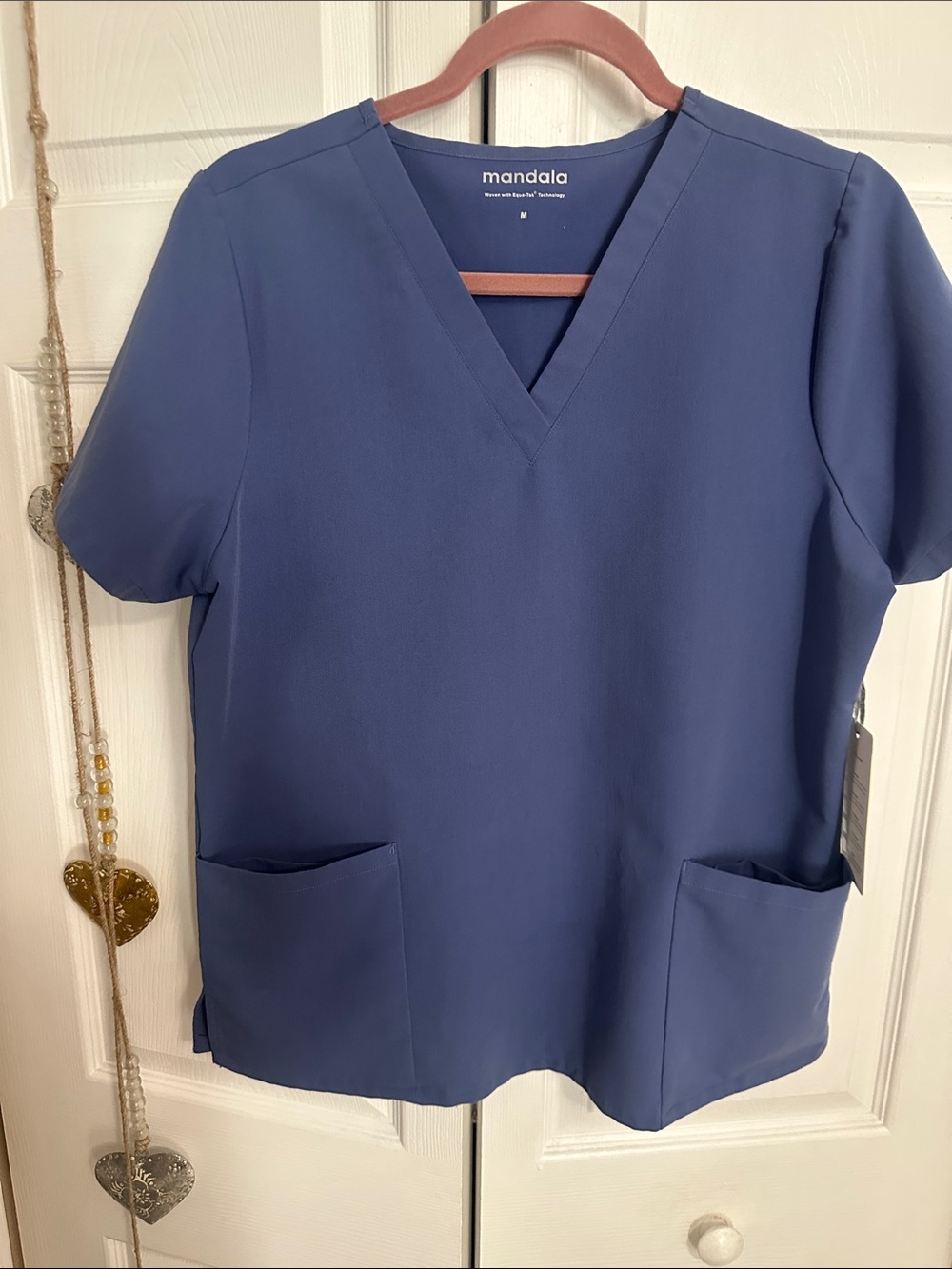 Mandala Women's V-Neck Scrub Top in deep periwinkle NWT  Sz M